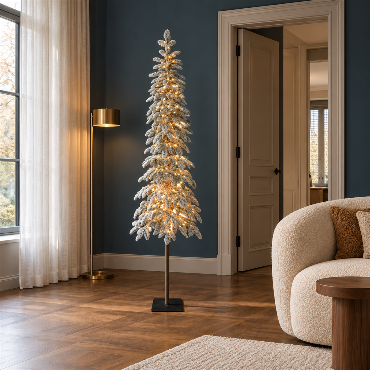 Evergreen Kunstkerstboom Mountain Wit Sneeuw met Verlichting en Dimmer 180 x 48 cm