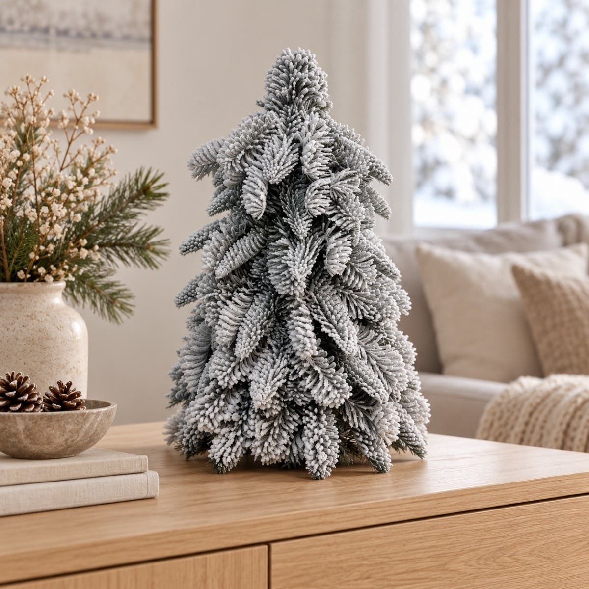 Evergreen Kunstkerstboom Nobilis met Houten Voet Sneeuw 40 x 40 cm