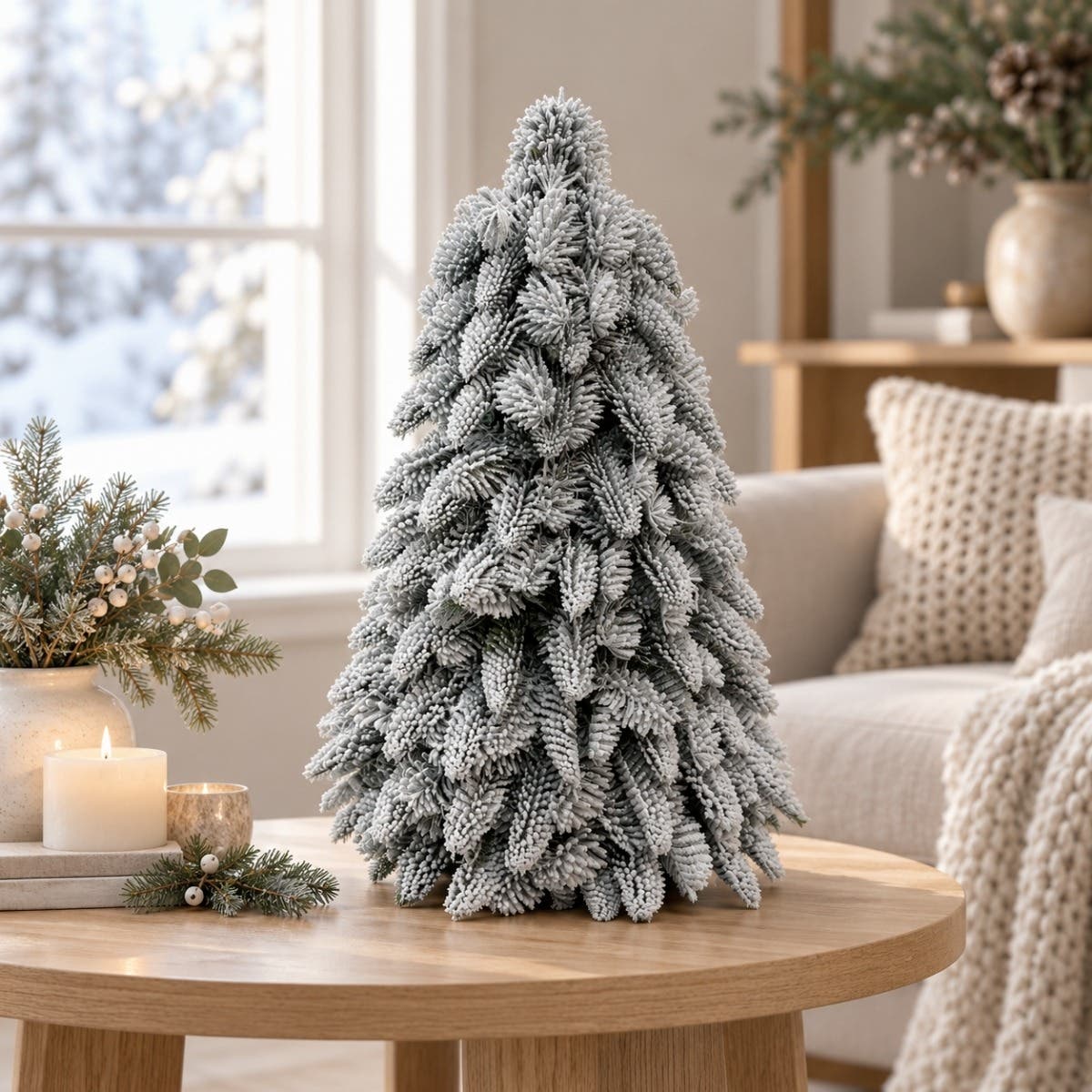 Evergreen Kunstkerstboom Nobilis met Houten Voet Sneeuw 60 x 55 cm