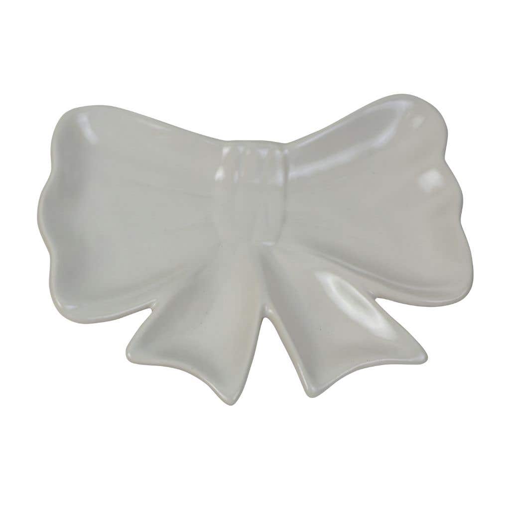 Schaaltje strik white 14.5 x 11 cm