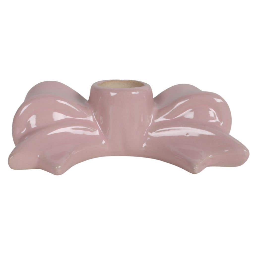 Kandelaar strik pink 11.5 x 6.5 x 3.5 cm