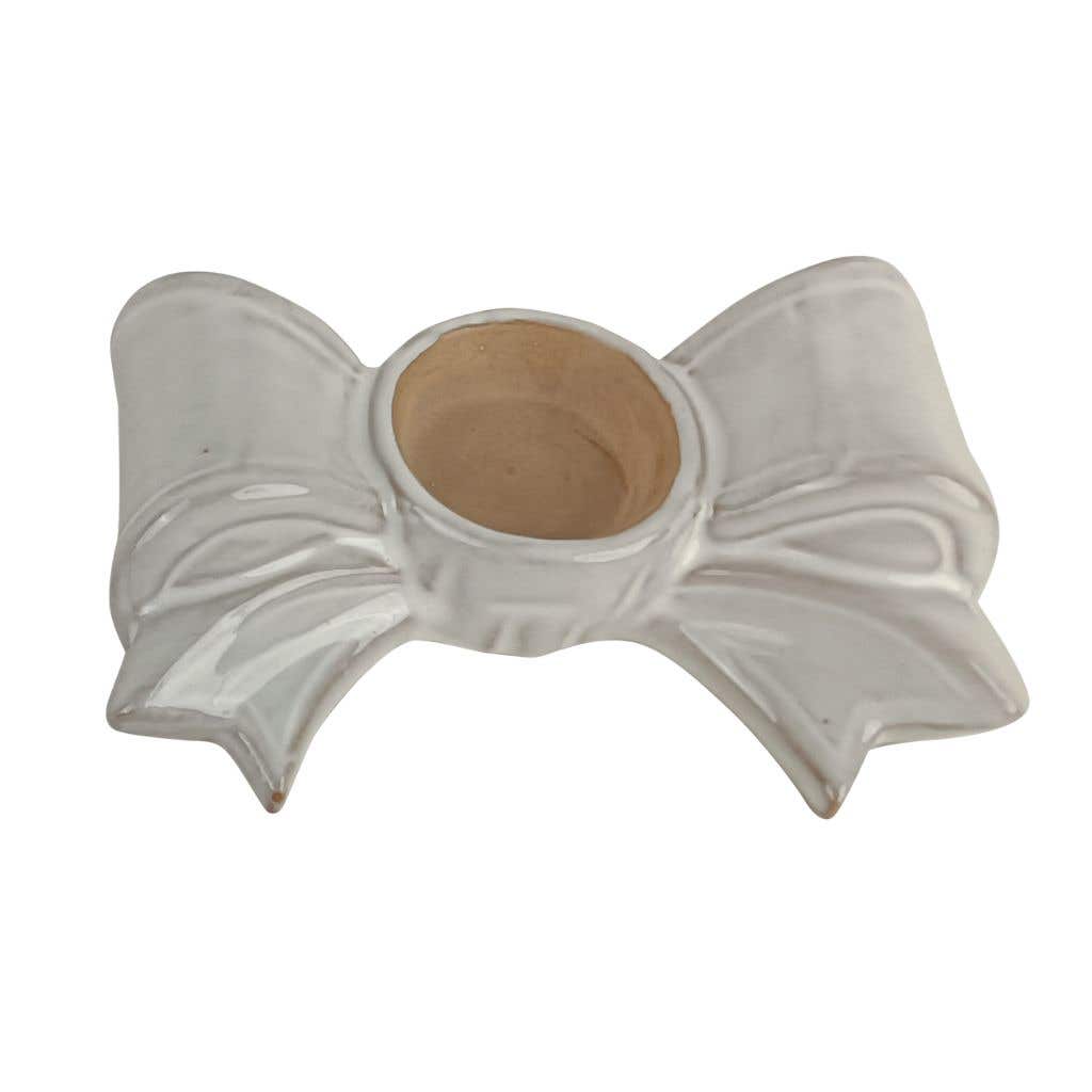 Waxinelichthouder strik white 15 x 9 x 4.5 cm