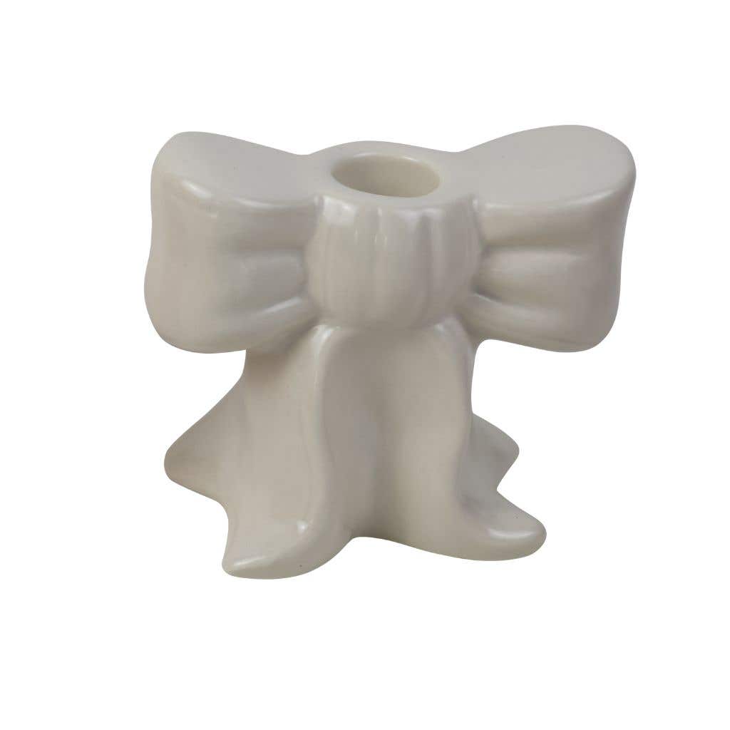 Kandelaar strik white 10.5 x 9.5 x 10 cm
