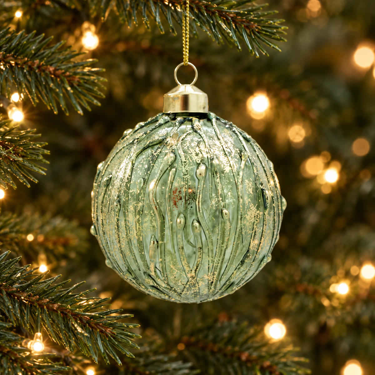 De Bosrand Kerstornament Glas Groen 8 cm