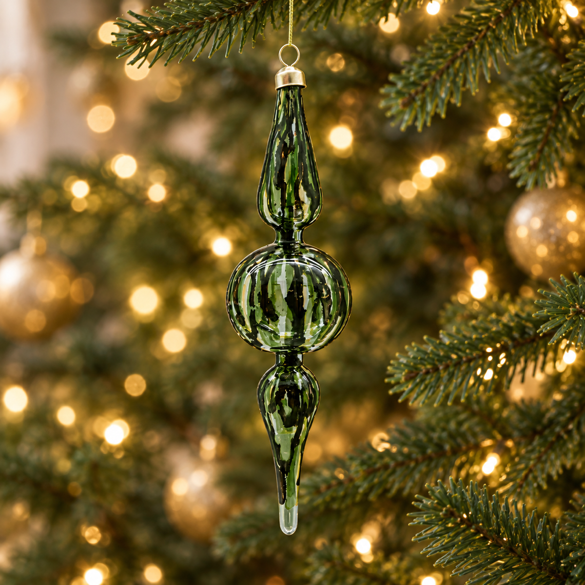 De Bosrand Kerstornament Glas Groen 23 cm