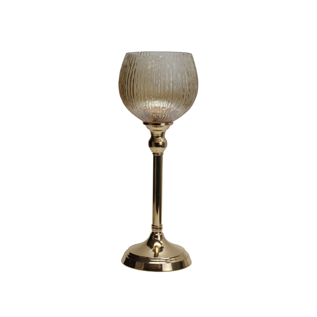 De Bosrand Waxinelichthouder op Voet Amber Goud 35 x 13 cm