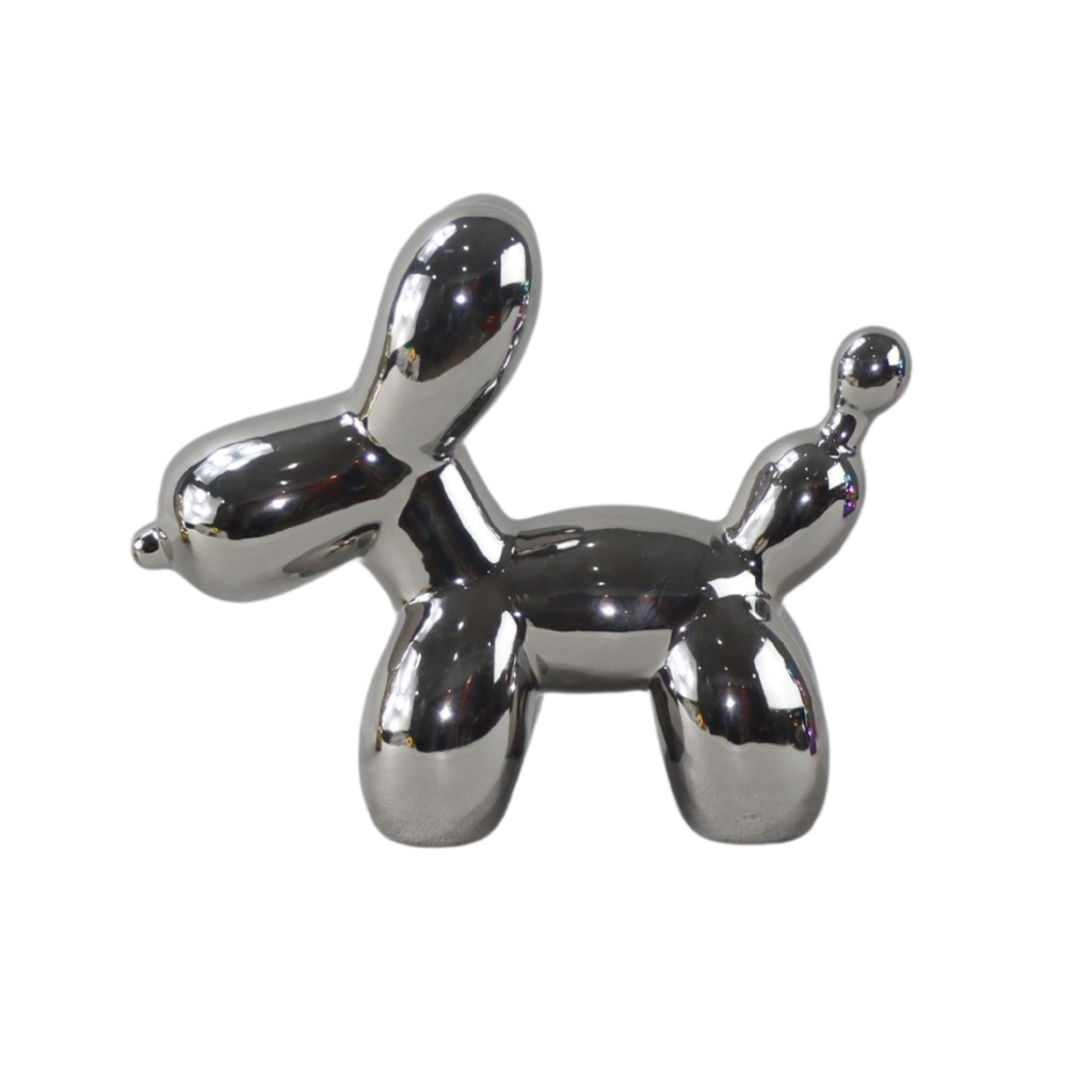 Ballonhond beeldje keramiek zilver 20 x 7 x 17 cm