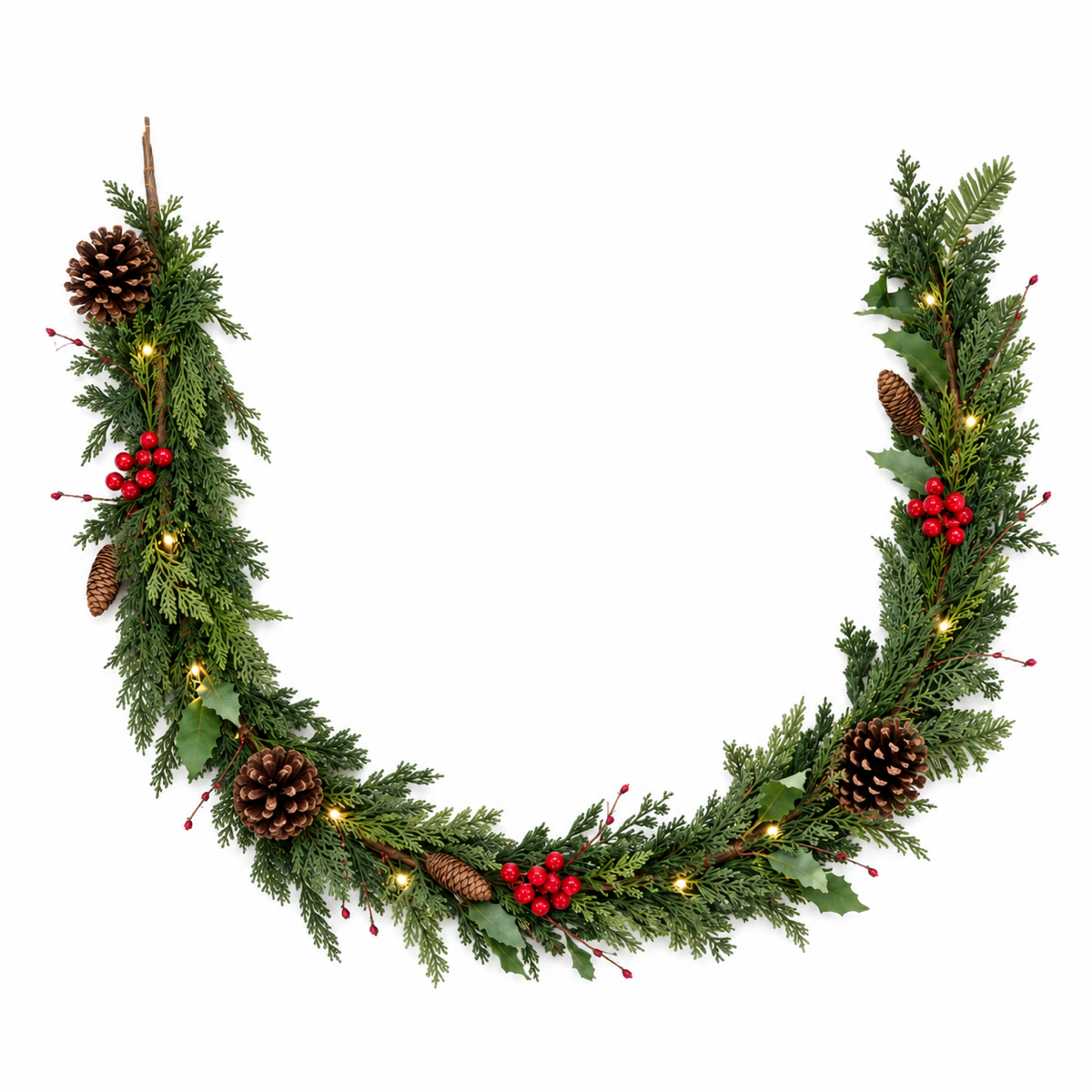 De Bosrand Guirlande Deco Red berries verlicht 180 cm