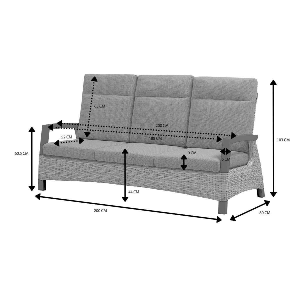 Royal Seasons Loungebank 3-zits Marseille Beige 206 x 87 x 103 cm