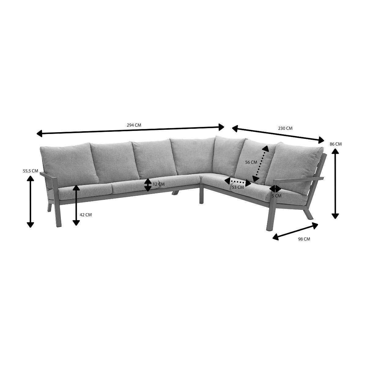 Royal Seasons Hoeklounge 6-zits Solare Espresso 296 x 221 x 77 cm