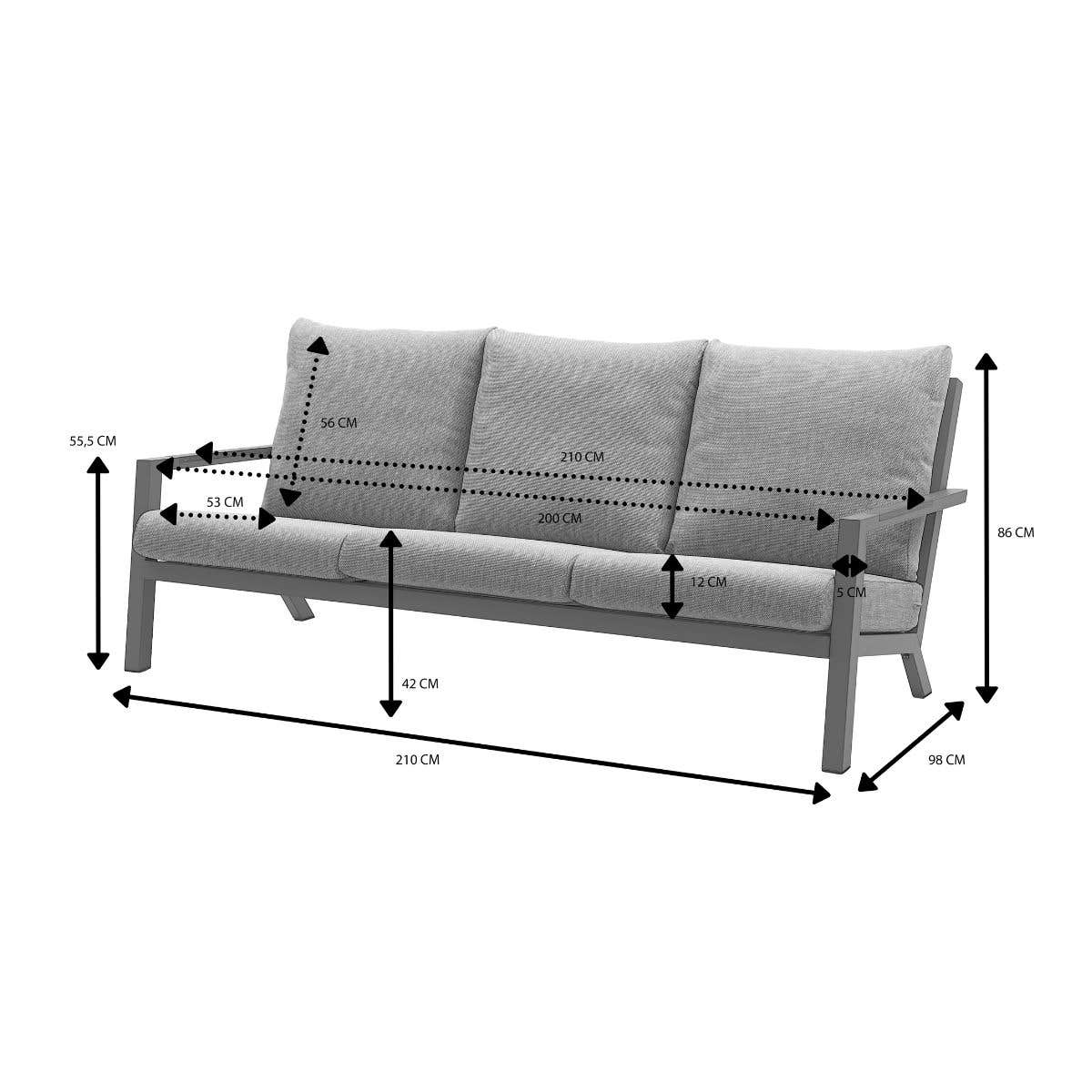 Royal Seasons Loungebank 3-zits Solare Espresso 210 x 90 x 79 cm