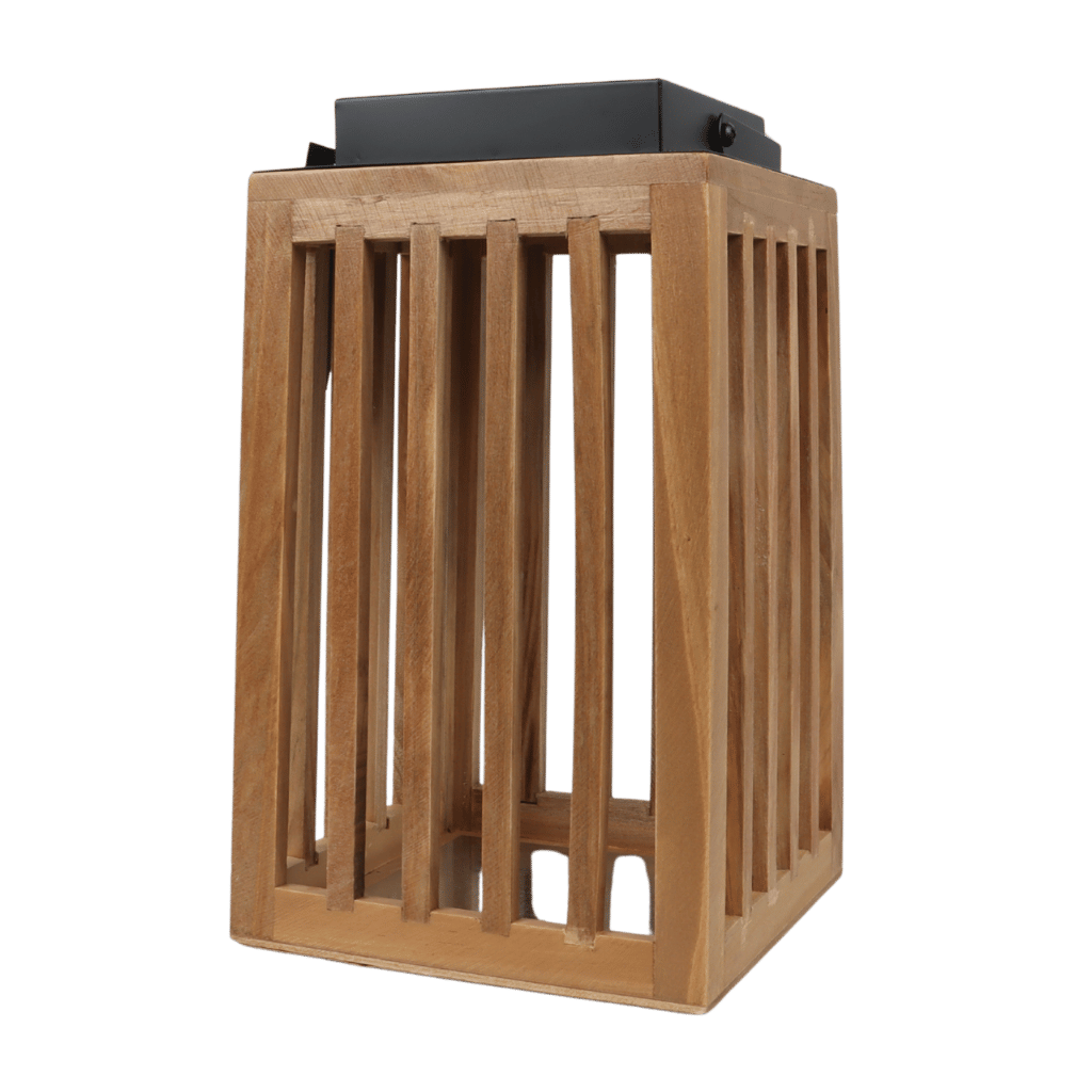 De Bosrand Solar Lantaarn Hout Metaal Zwart 18 x 18 x 30 cm