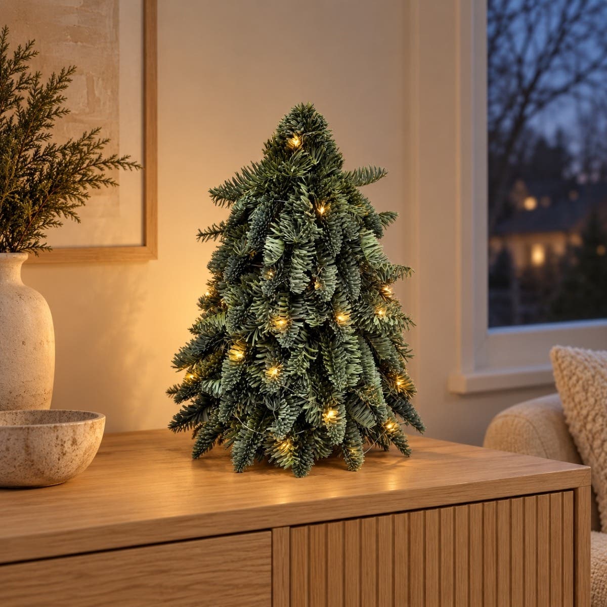 Evergreen Kunstkerstboom Nobilis Groen met Verlichting 40 x 40 cm
