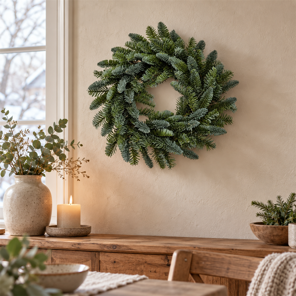 Evergreen Kerstkrans Nobilis Groen 40 x 40 cm