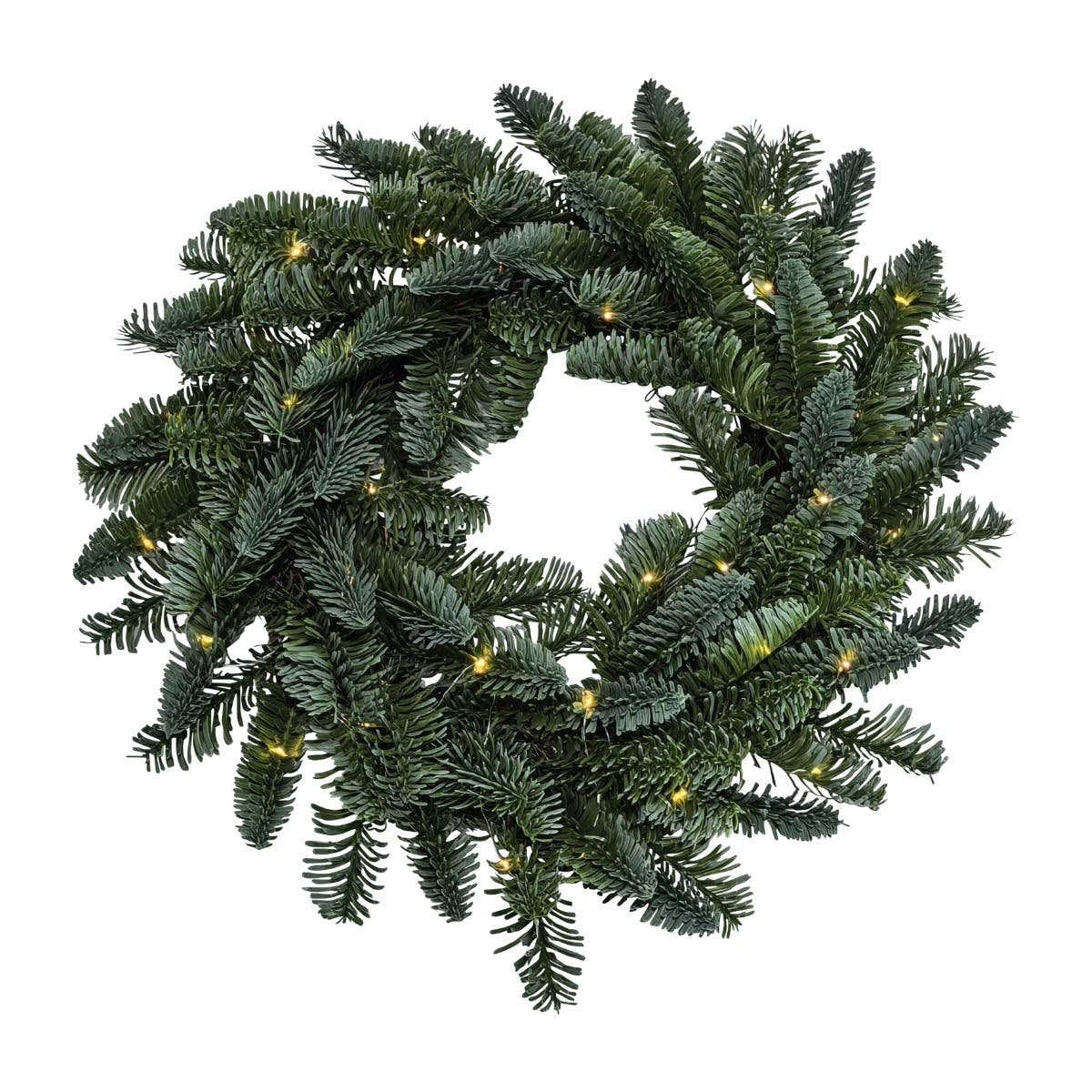 Evergreen Kerstkrans Nobilis Groen met Verlichting 40 x 40 cm