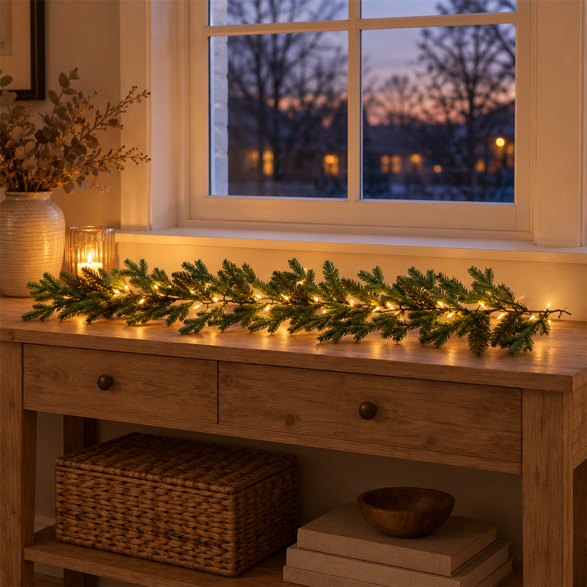 Evergreen Kerstkrans Kunstkerstslinger Janga Groen met Verlichting 120 x 35 cm