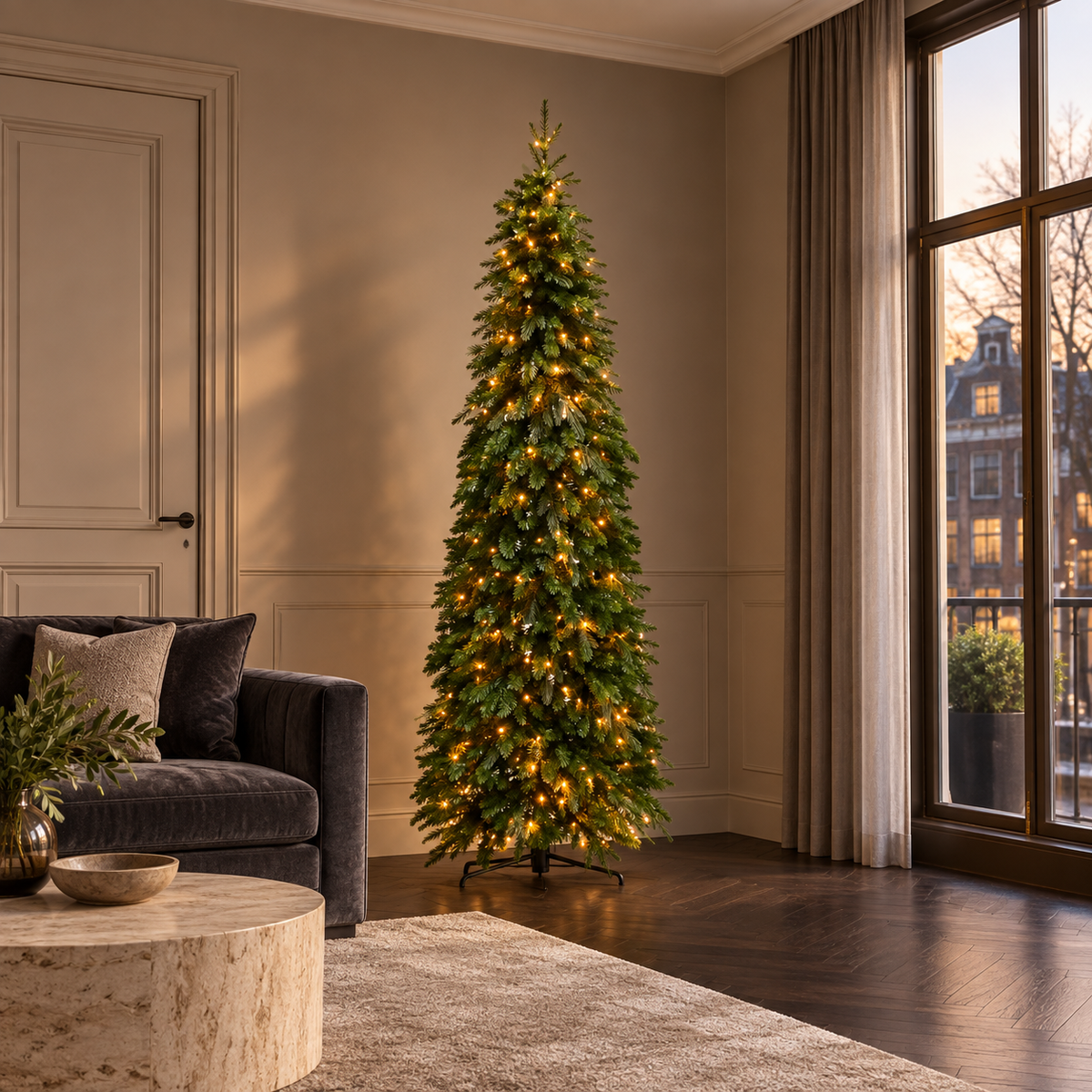 Evergreen Kunstkerstboom Peak Groen met Verlichting 210 x 82 cm