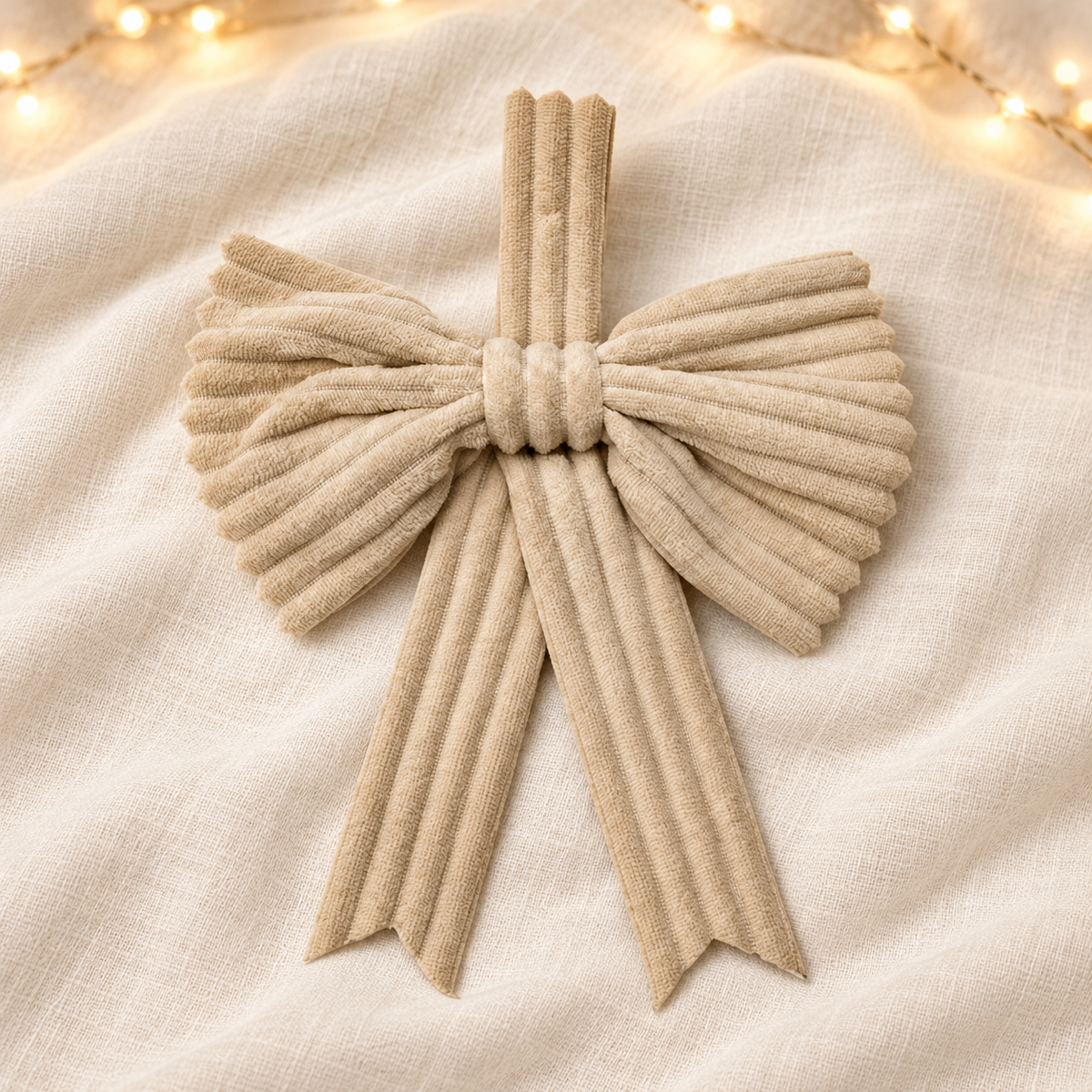 De Bosrand Kerststrik Beige 18 x 28 cm