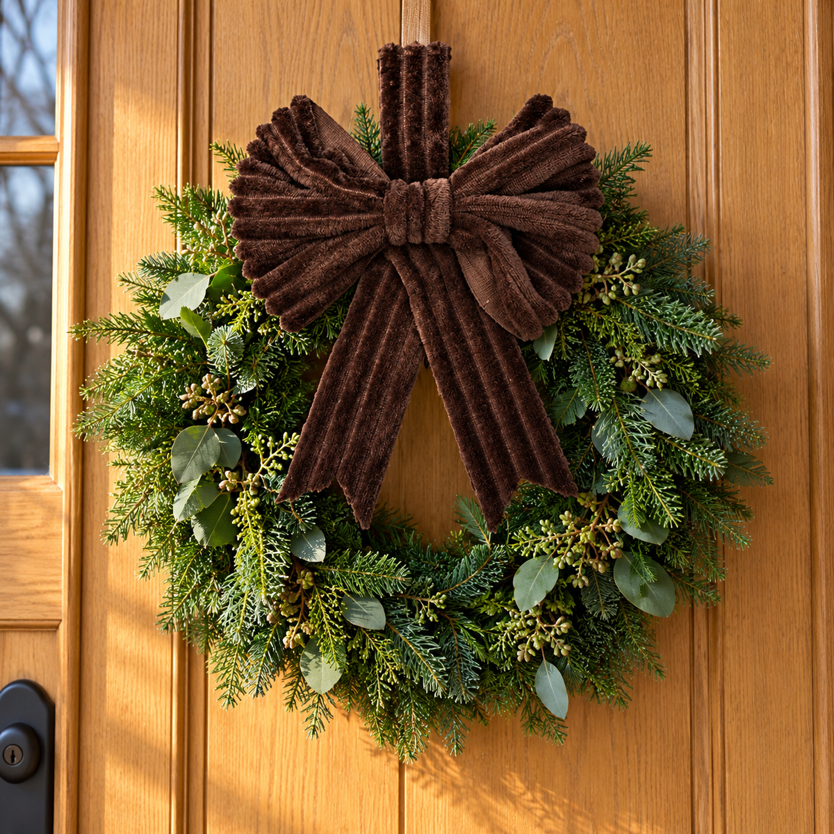 De Bosrand Kerststrik Bruin 18 x 28 cm