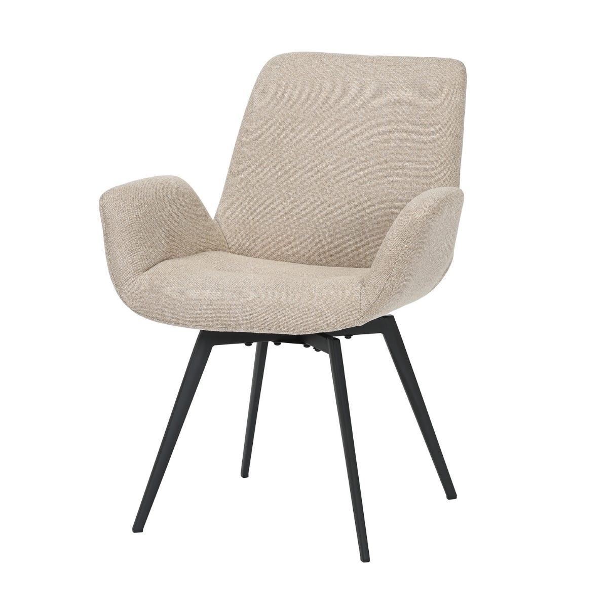 24Seven Draaibare Eetkamerstoel Metalen Onderstel Matteo Sand 61 x 61 x 84 cm