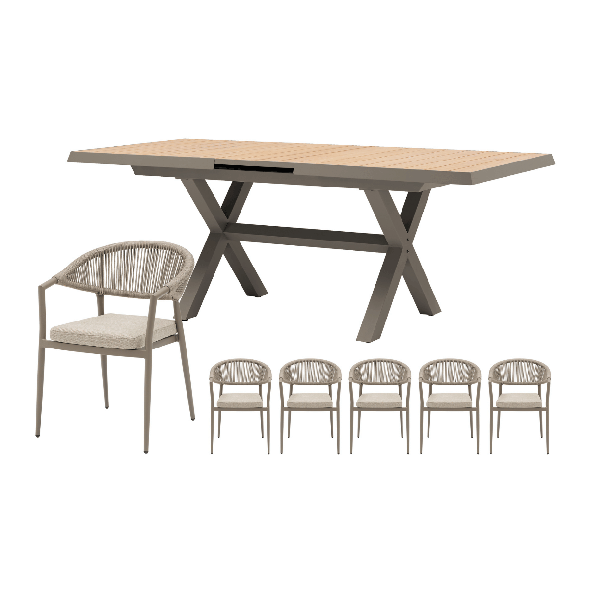 Royal Seasons Diningset 6-zits Bo Uitschuifbaar Espresso