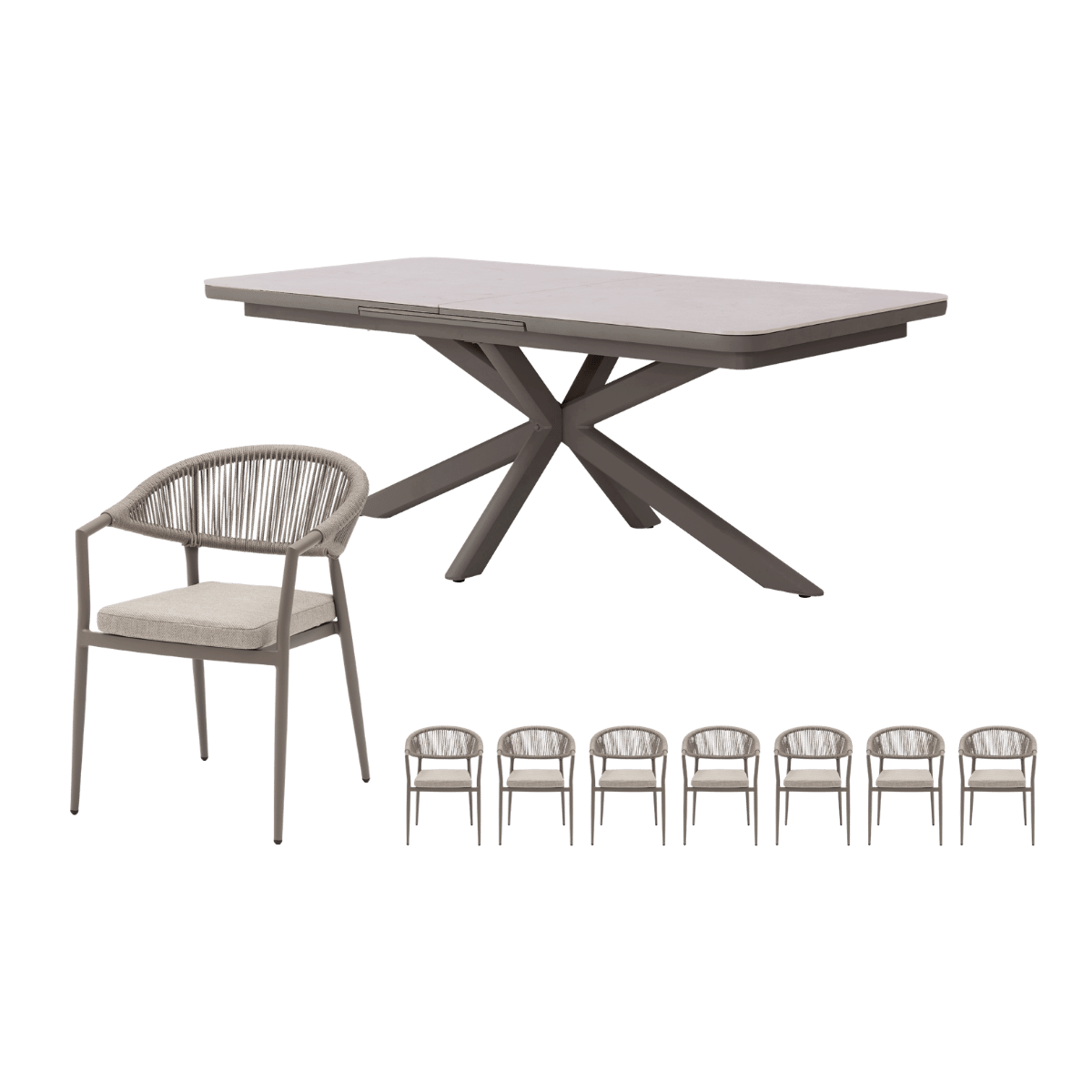 Royal Seasons Diningset 8-zits Bo Uitschuifbaar Espresso