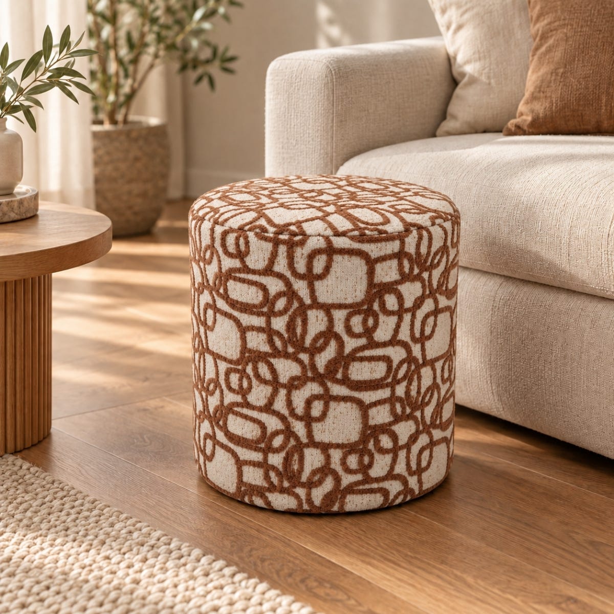 De Bosrand Poef Naturel 40 x 35 cm