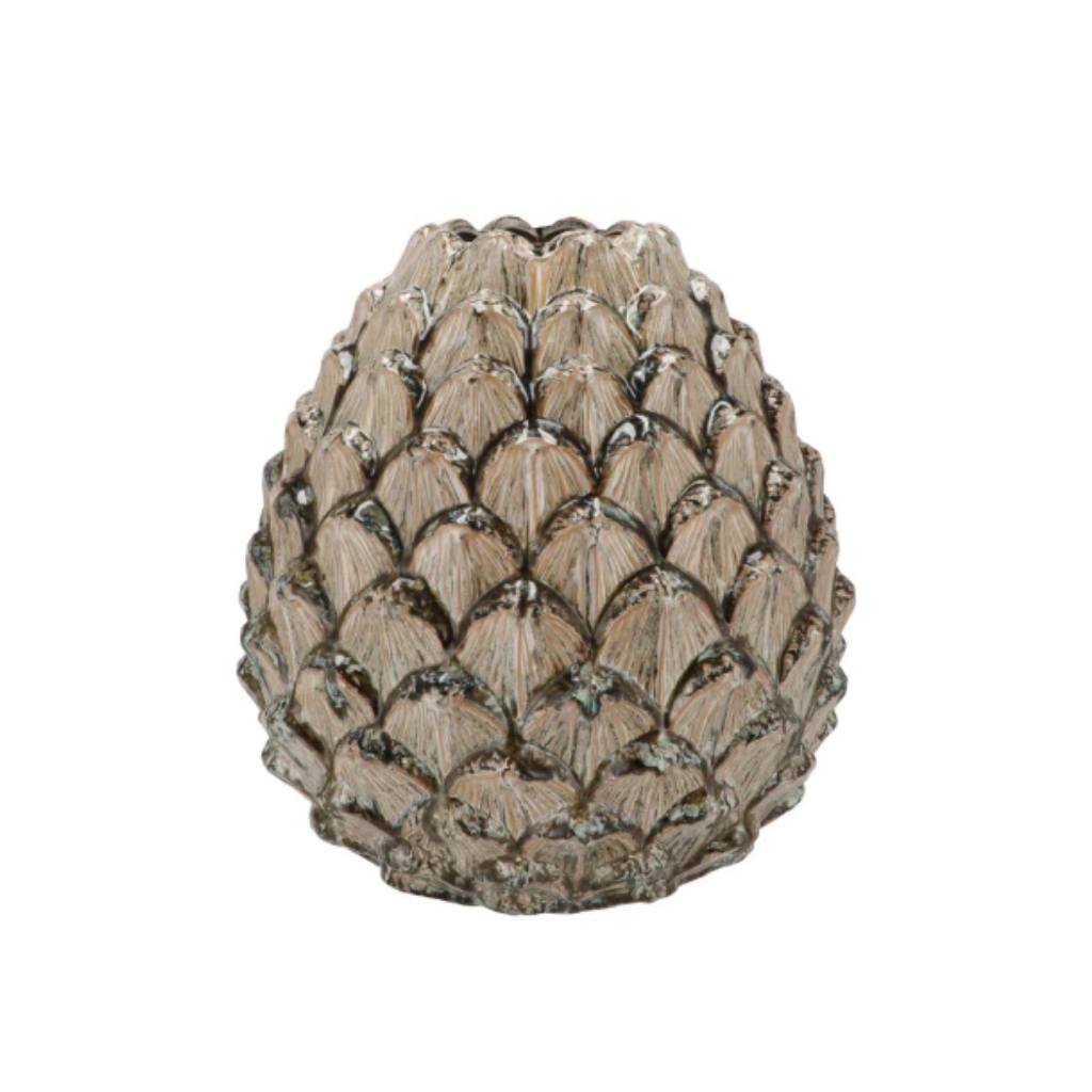 Mika Nordic vaas dennenappel groen 15 x 15 cm