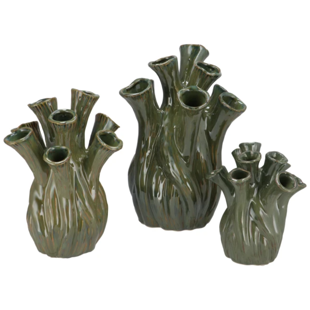 Milou majestic green vase aglio organic 22 x 29 cm