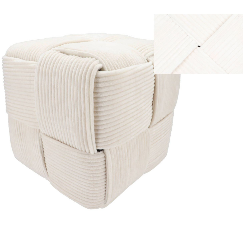 Daan Kromhout Design Poef Stripe Wit 40 x 40 cm
