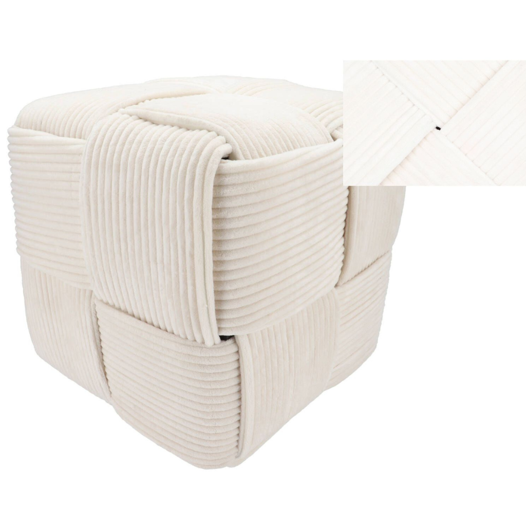 Daan Kromhout Design Poef Stripe Wit 45 x 45 cm