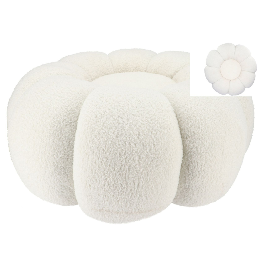 Daan Kromhout Design Poef Flower Wit 65 x 30 cm