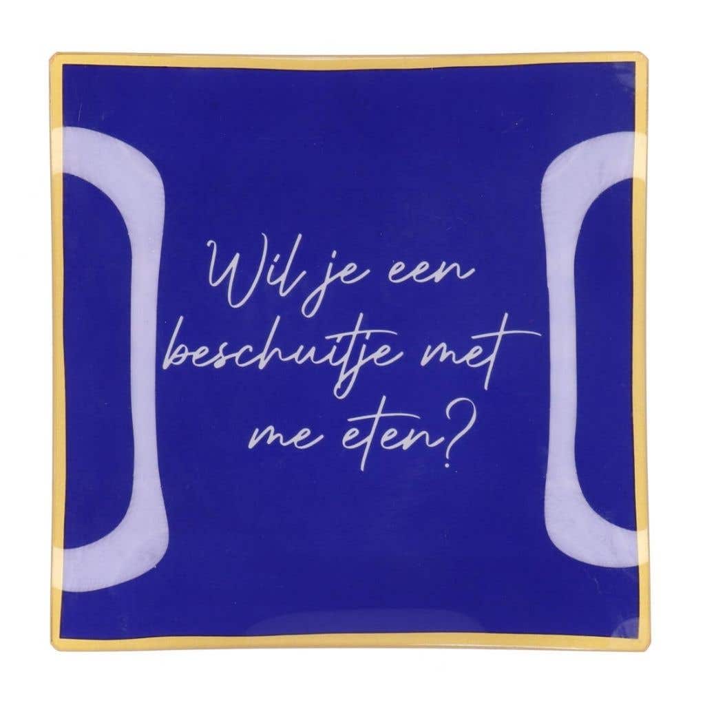 Daan Kromhout Design Bord Vierkant Wil Je Een Beschuitje 18 x 18 x 2 cm