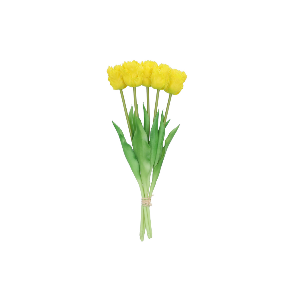 Kunstbloem Zijde Papegaai Tulp Geel 39cm 5 stuks