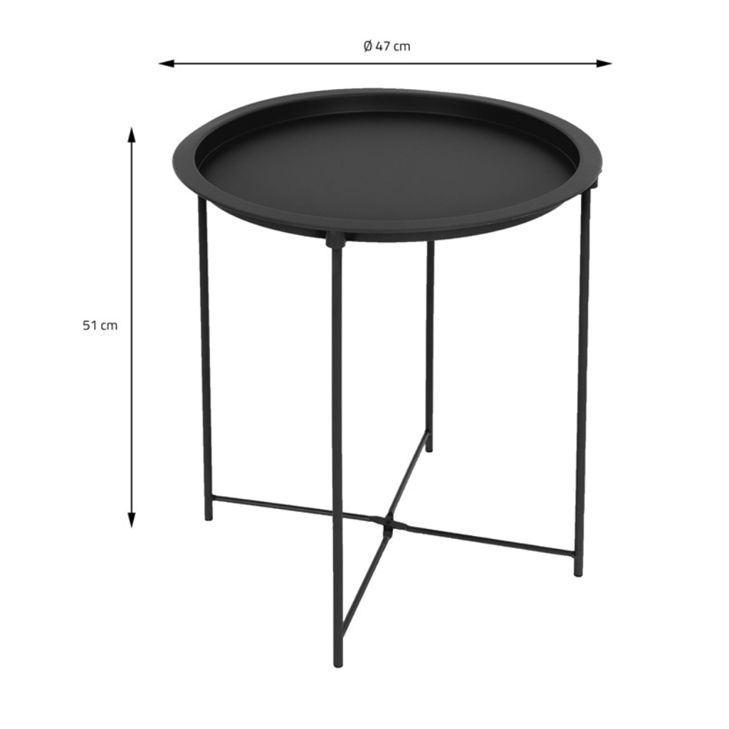 De Bosrand Bijzettafel Rond Zwart 47 x 51 cm