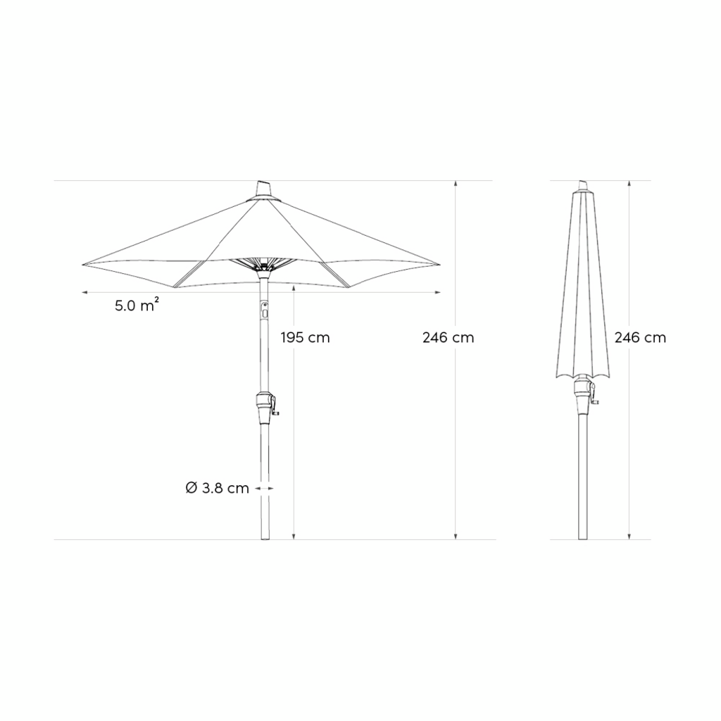 Platinum Stokparasol Riva Light Grey Rechthoek 300 x 200 cm