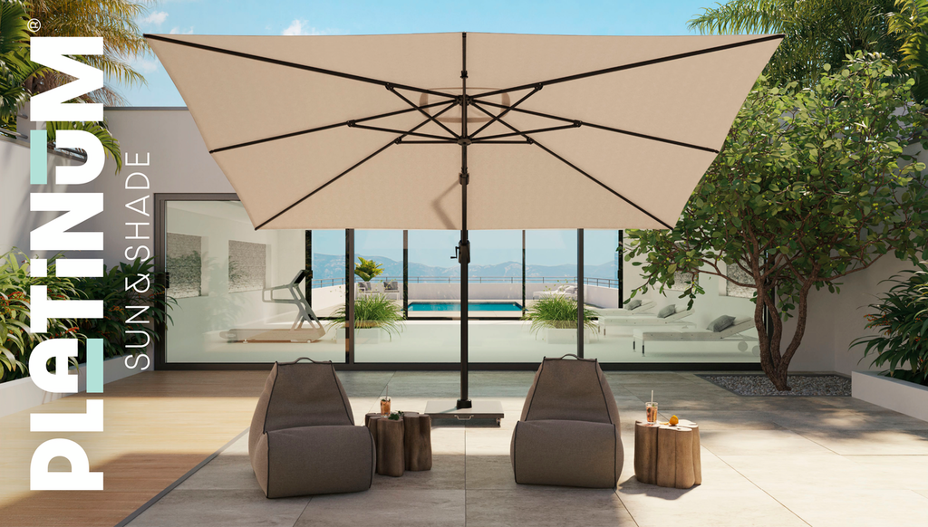 Platinum Zweefparasol Challenger T¹ Champagne Rechthoek 400 x 300 cm