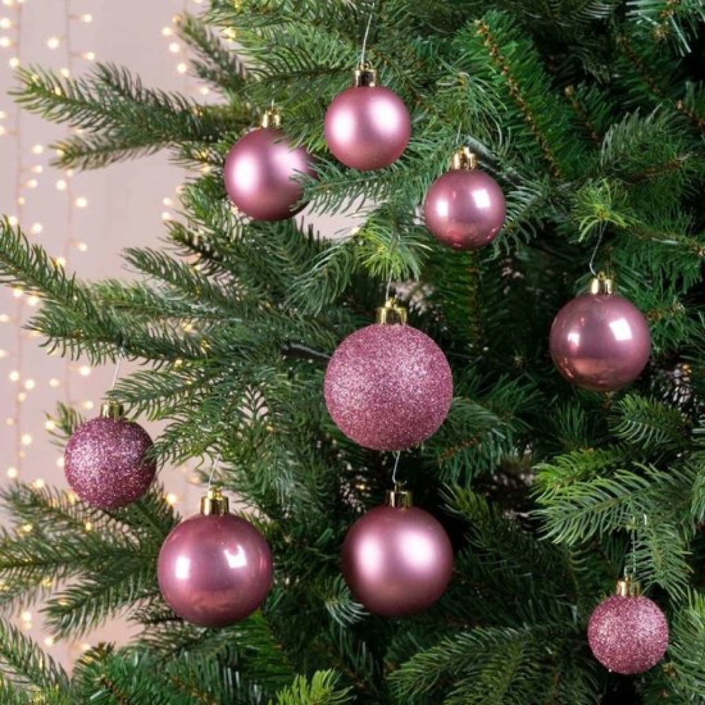 Decoris Kerstballen Glas Blush Pink 42 stuks