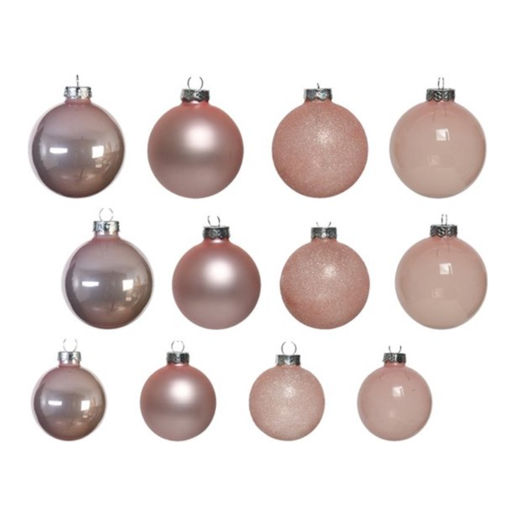 Decoris Kerstballen Glas Blush Pink 42 stuks