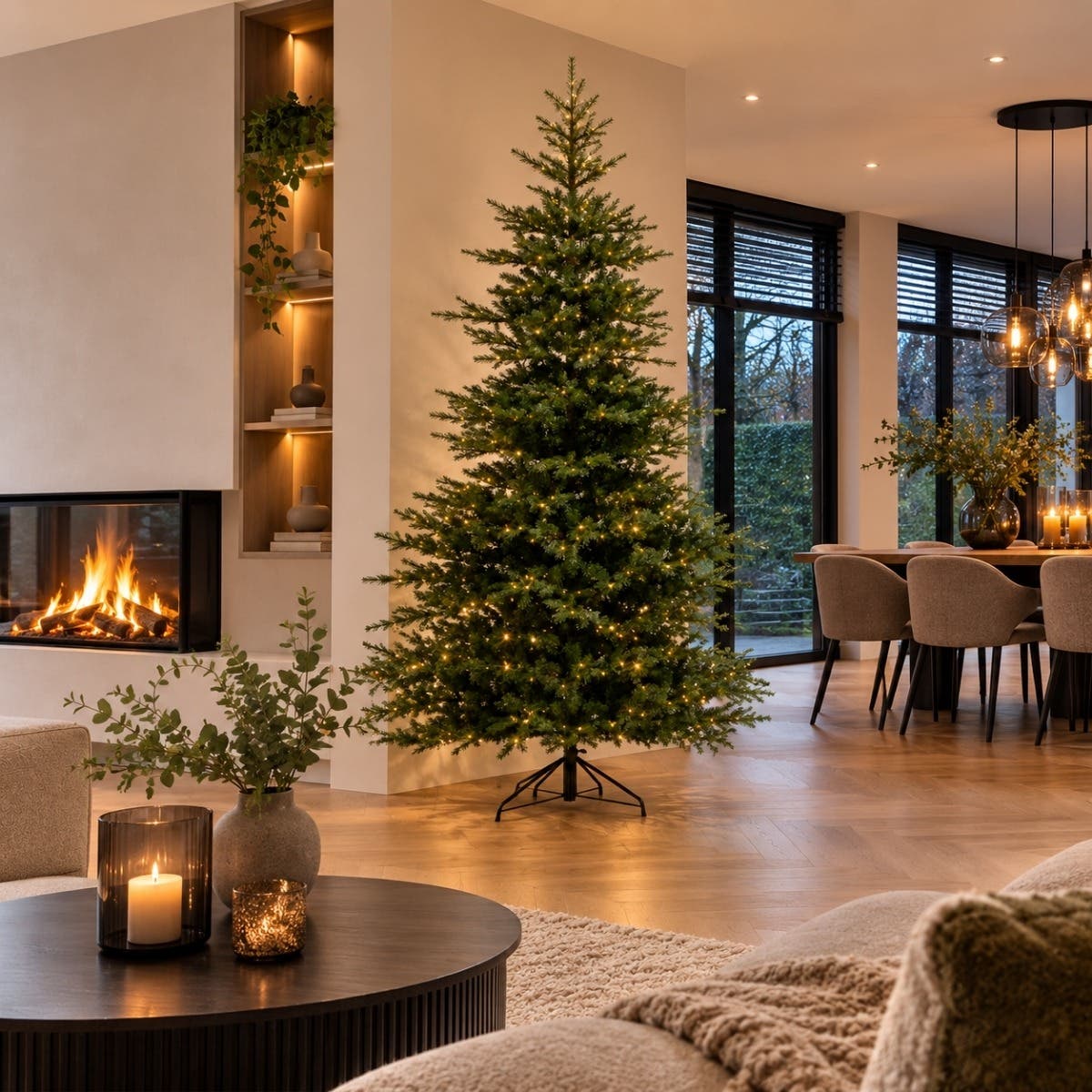 Everlands Kunstkerstboom Grandis Fir Groen met Verlichting 210 x 150 cm