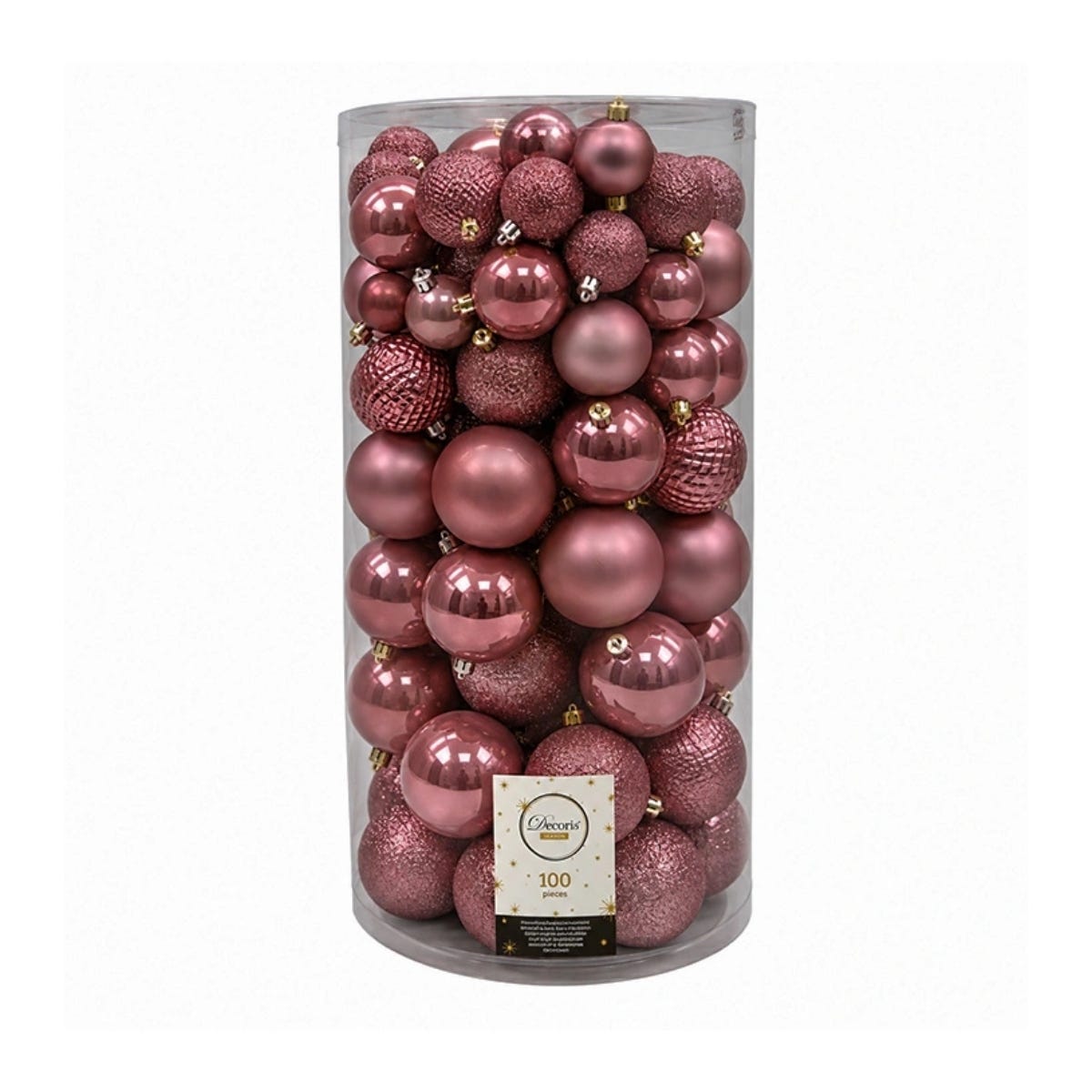 Decoris Kerstballen Set van 100 Roze 4, 6 en 8 cm