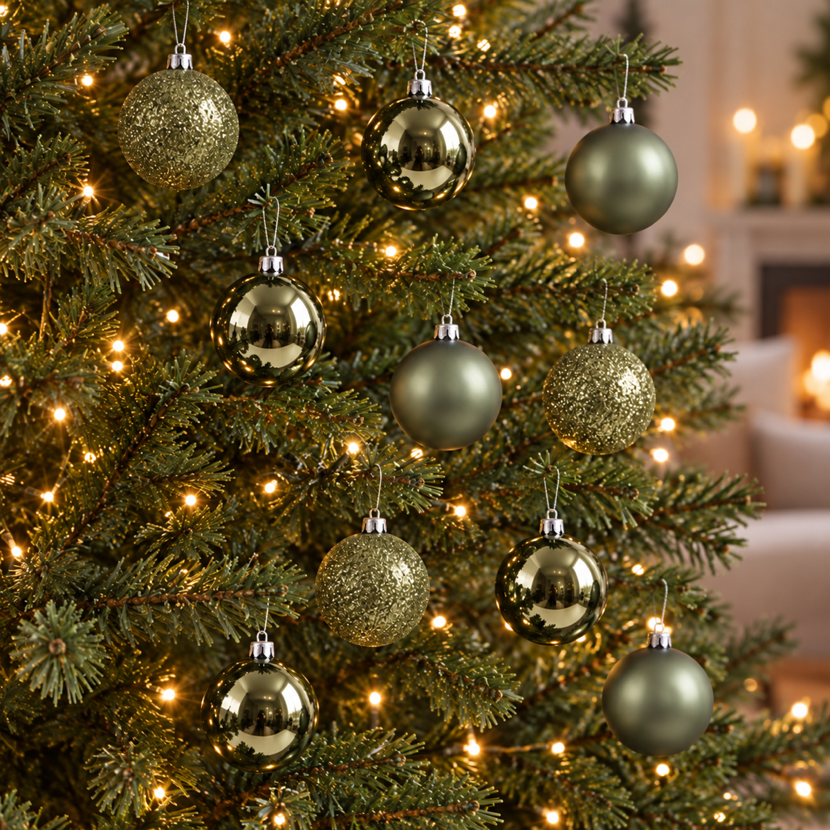 Decoris Kerstbal Kunststof Kerstballen Mix Rosemary Green Groen 10 stuks