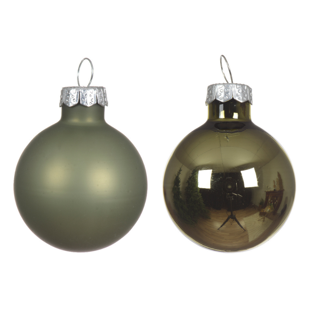Decoris Kerstballen glas rozemarijn 16 stuks Ø3.5 cm