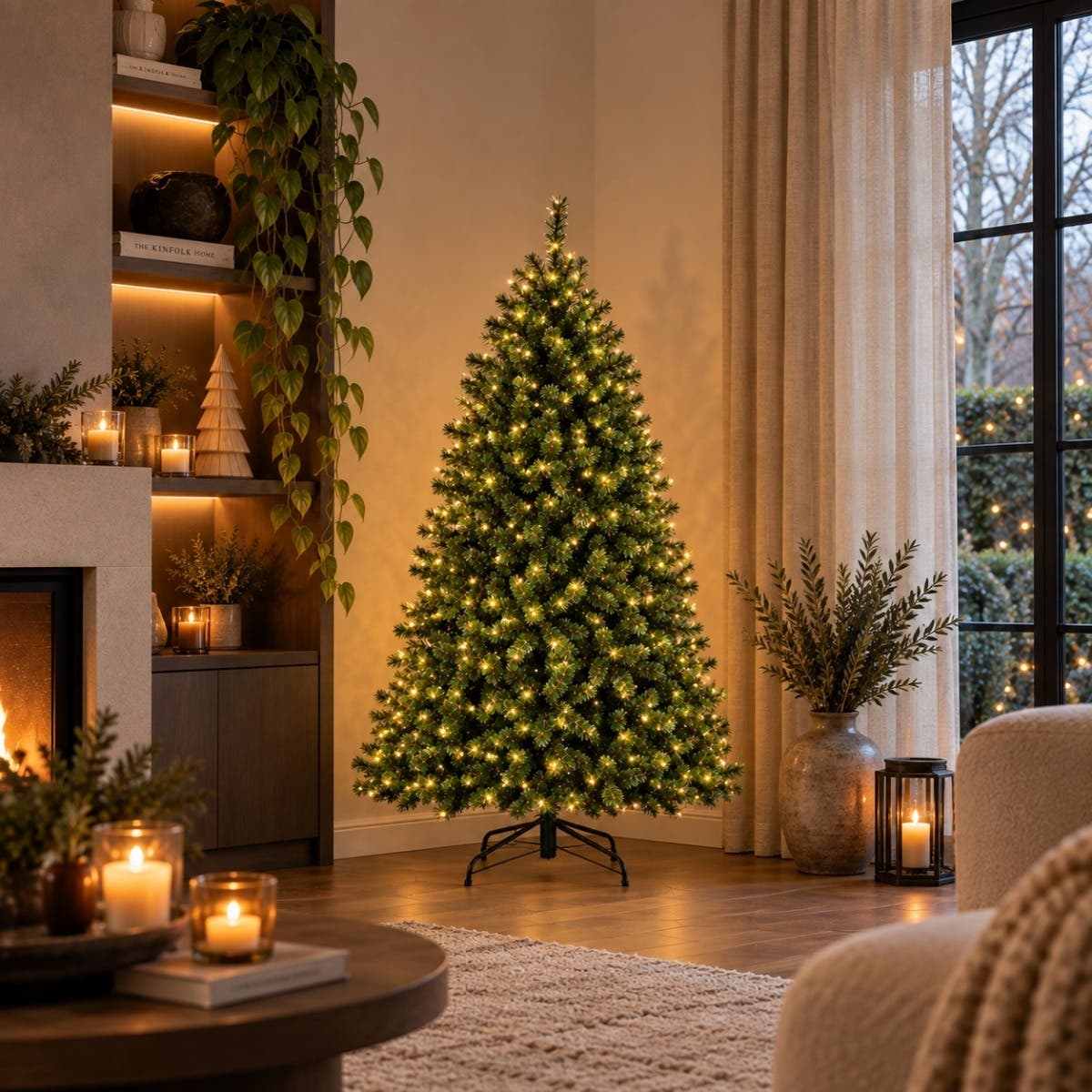 Everlands Kunstkerstboom Malmö Spruce Frosted Groen met Verlichting 180 x 119 cm