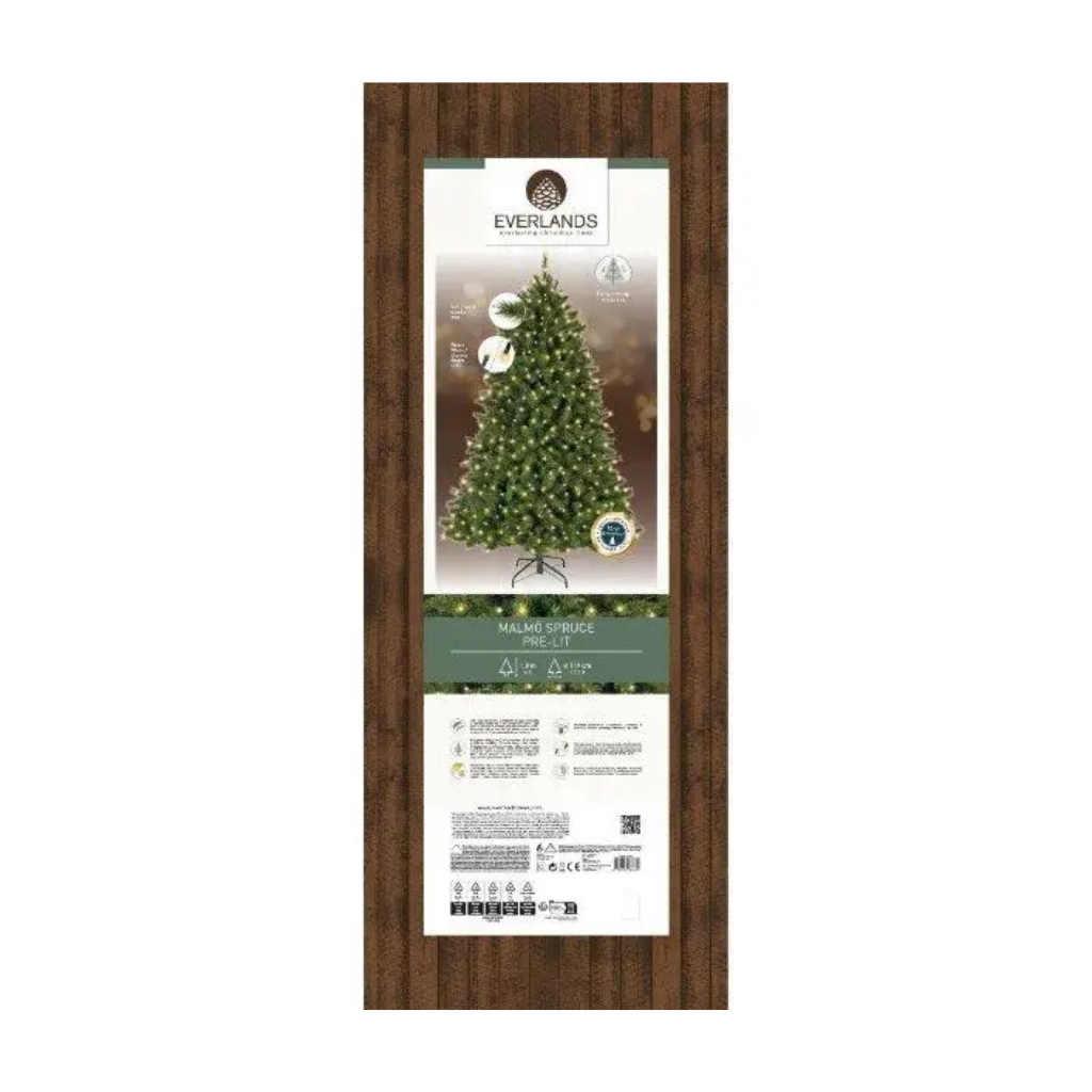 Everlands Kunstkerstboom Malmц Spruce Frosted met Verlichting 180 x 119 cm
