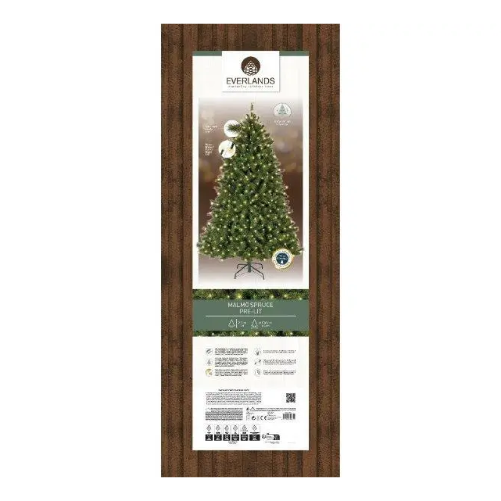 Everlands Kunstkerstboom Malmц Spruce Frosted met Verlichting 240 x 157 cm