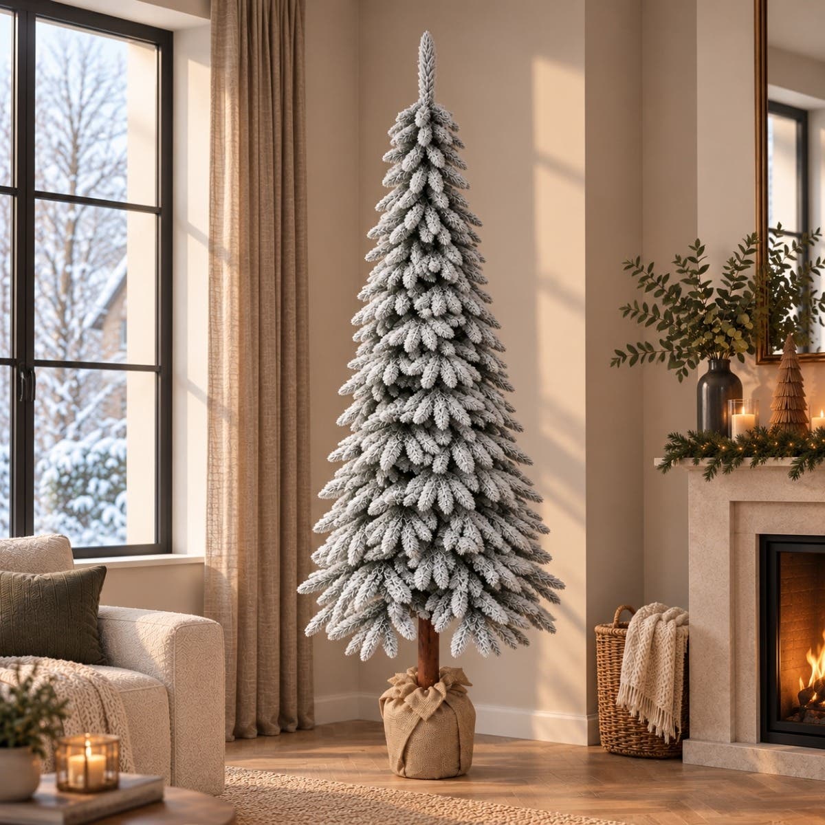 Everlands Kunstkerstboom Tora Fir op Stam Wit Sneeuw 120 x 240 cm