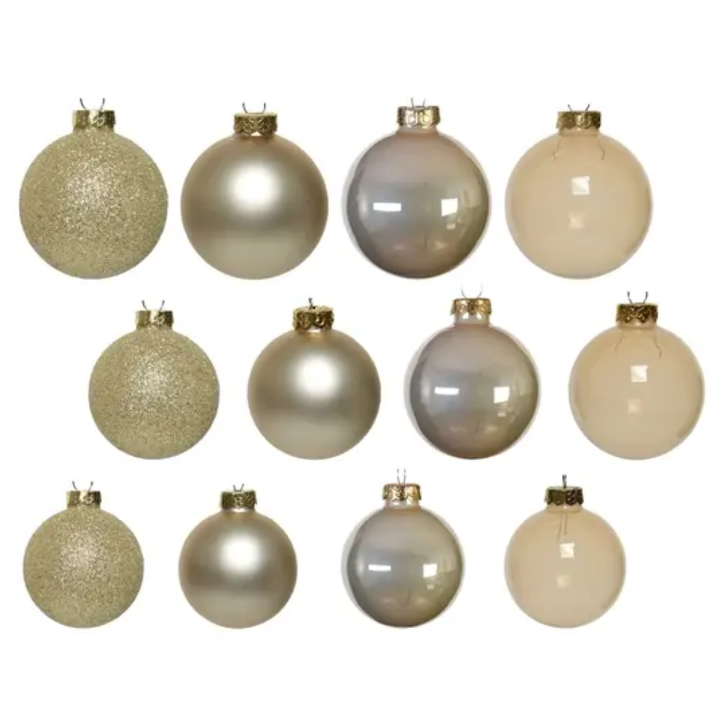 Decoris Kerstballen Glas mix Pearl 42 stuks