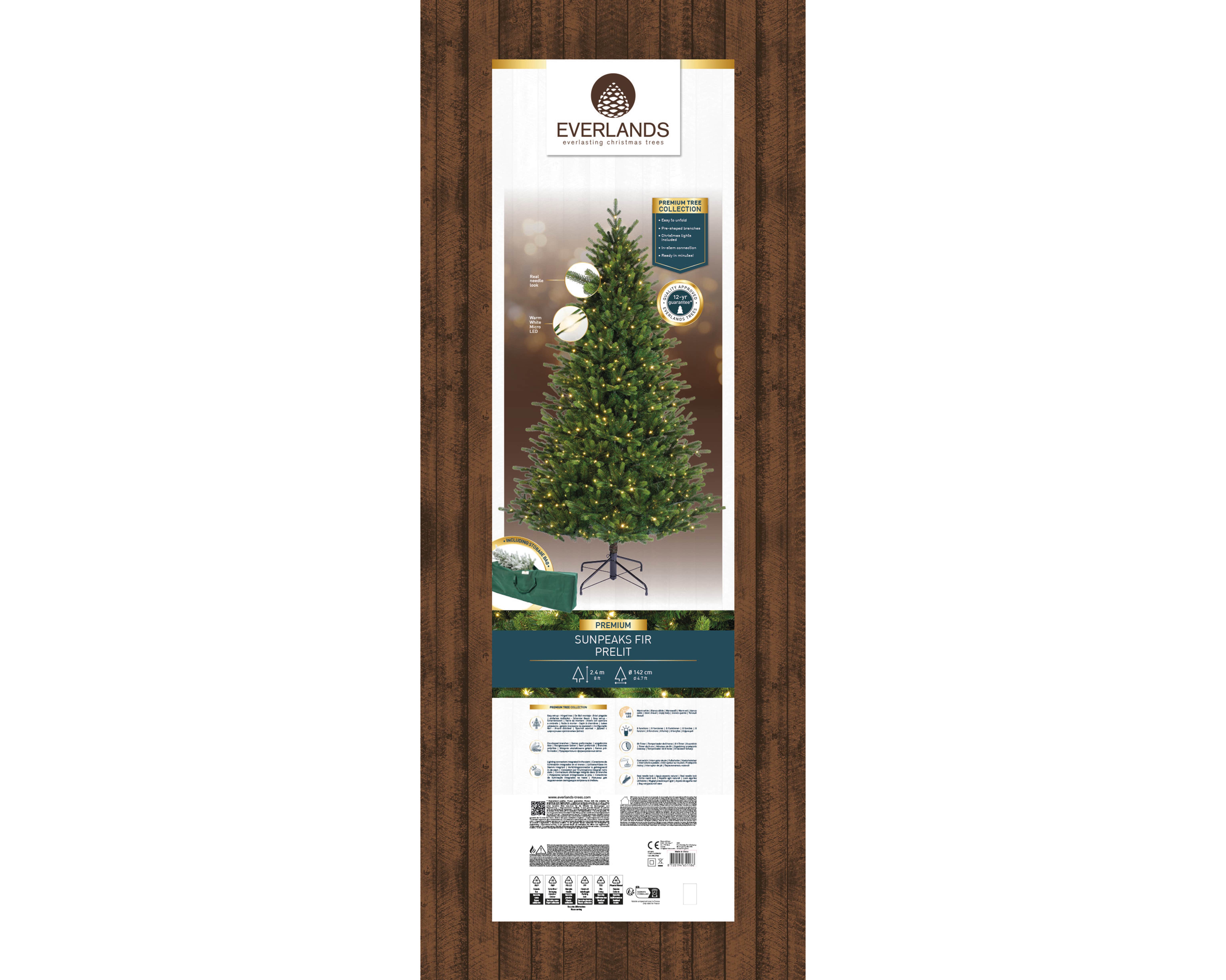 Everlands Kunstkerstboom Sunpeaks Groen met Verlichting 240 x 142 cm