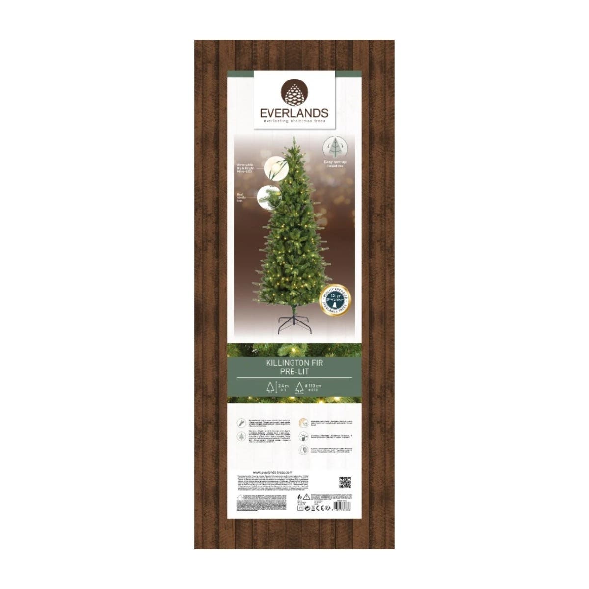 Everlands Kunstkerstboom Killington Fir Groen met Verlichting 240 x 113 cm